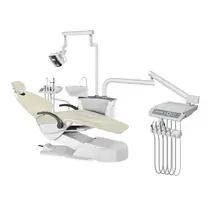 Fengdan BZ637 Luxury - стоматологическая установка, с нижней подачей, со скалером, с микромотором, с улучшенной обивкой, цвет M01 бежевый, в комплекте стул врача MB1 и стул ассистента MB3